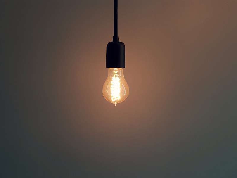 light bulb haning mid air
