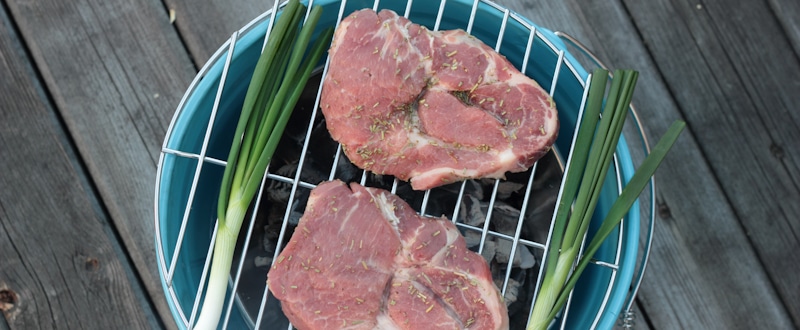 blue steak grill smoke